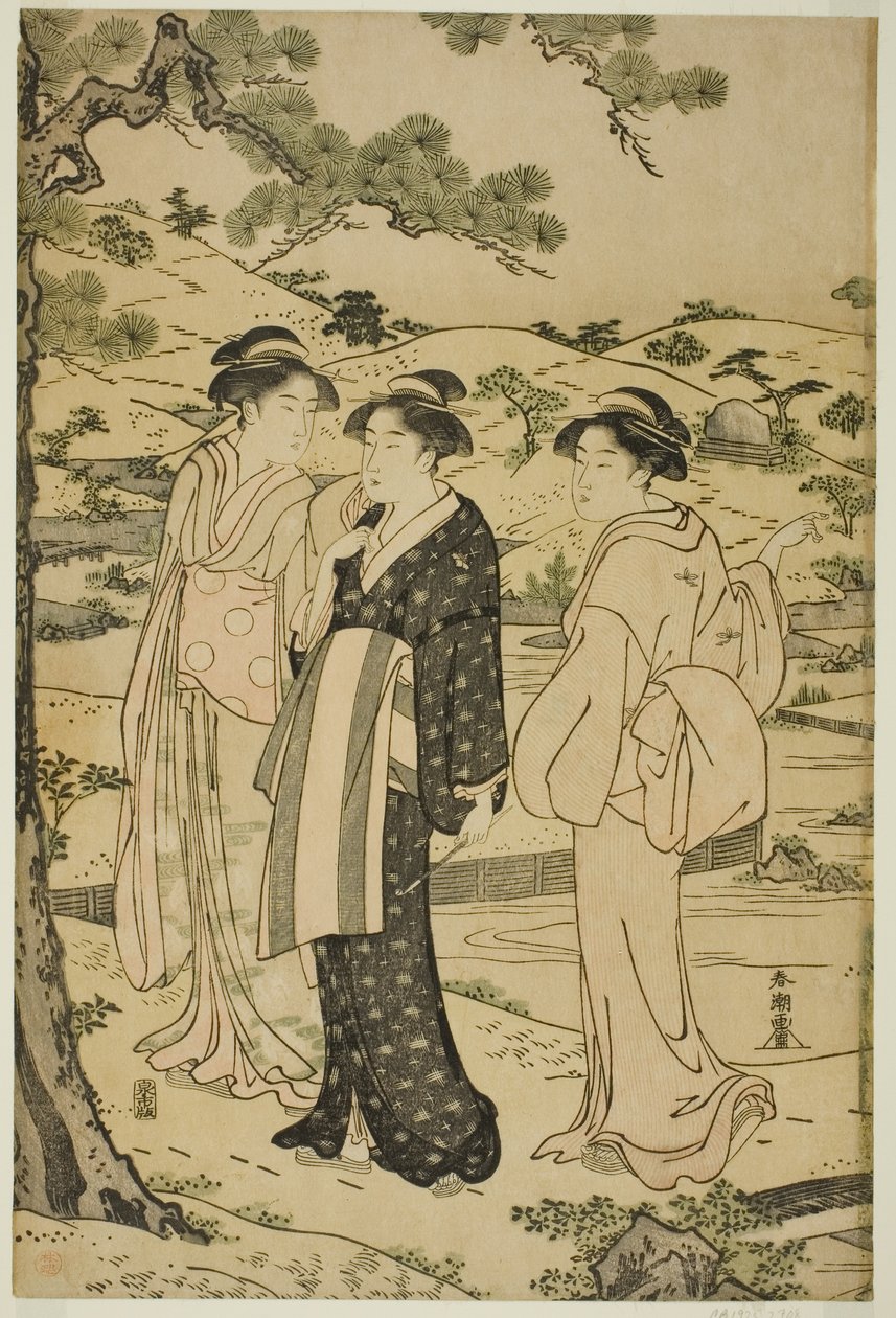Mujeres visitando un santuario Inari de Katsukawa Shuncho
