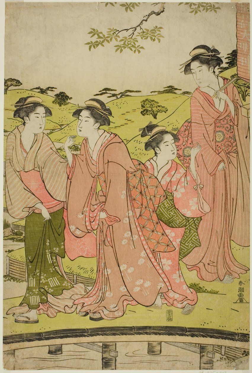 Mujeres visitando un santuario Inari de Katsukawa Shuncho