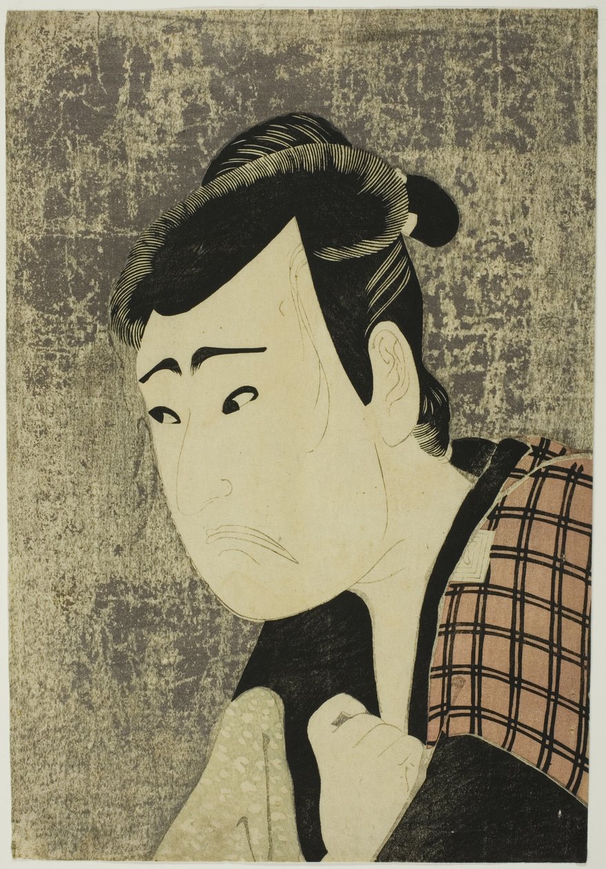 Busto Retrato del Actor Ichikawa Yaozo III como Tanabe Bunzo en la obra Hana-ayame Bunroku Soga (Iris Floreciente: Vendetta Soga de la Era Bunroku), Representada en el Teatro Miyako a partir del Quinto Día del Quinto Mes de 1794. de Katsukawa Shun