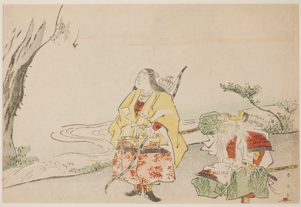 La emperatriz Jingu (izquierda) y su ministro Takenouchi no Sukune (derecha) de Katsukawa Shun