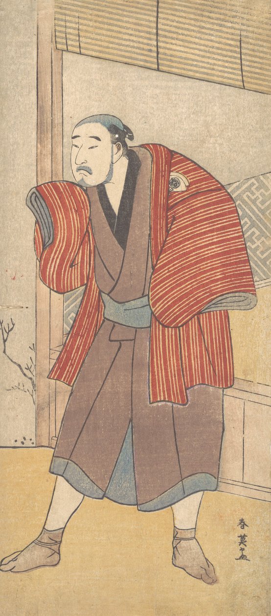 Onoe Matsusuke como un sirviente de pie junto a una casa, ca. 1793 de Katsukawa Shun