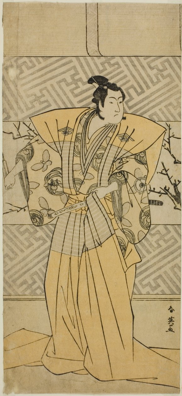El actor Iwai Hanshiro IV como Soga no Goro Tokimune en la obra Koi no Yosuga Kanegaki Soga, representada en el Teatro Ichimura en el primer mes de 1789. de Katsukawa Shun