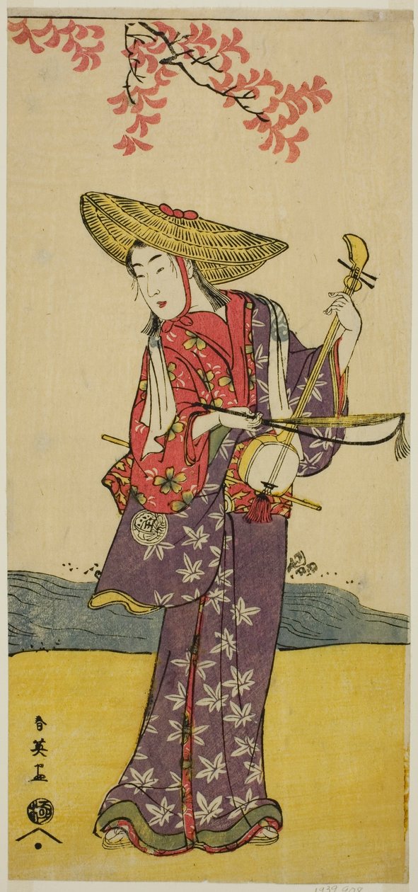 El actor Sawamura Tamagashira como músico ambulante en la obra Dai Danna Kanjincho, representada en el Teatro Kawarazaki en el undécimo mes de 1790. de Katsukawa Shun