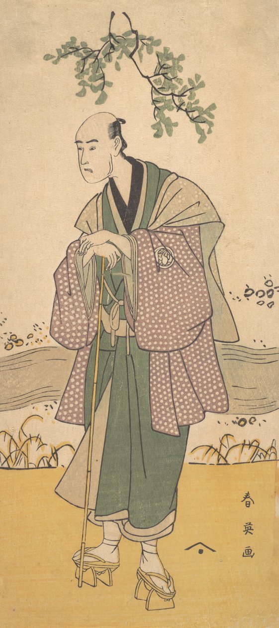 El tercer Bando Hikosaburo como un hombre de pie en la orilla de un río, ca. 1793 de Katsukawa Shun