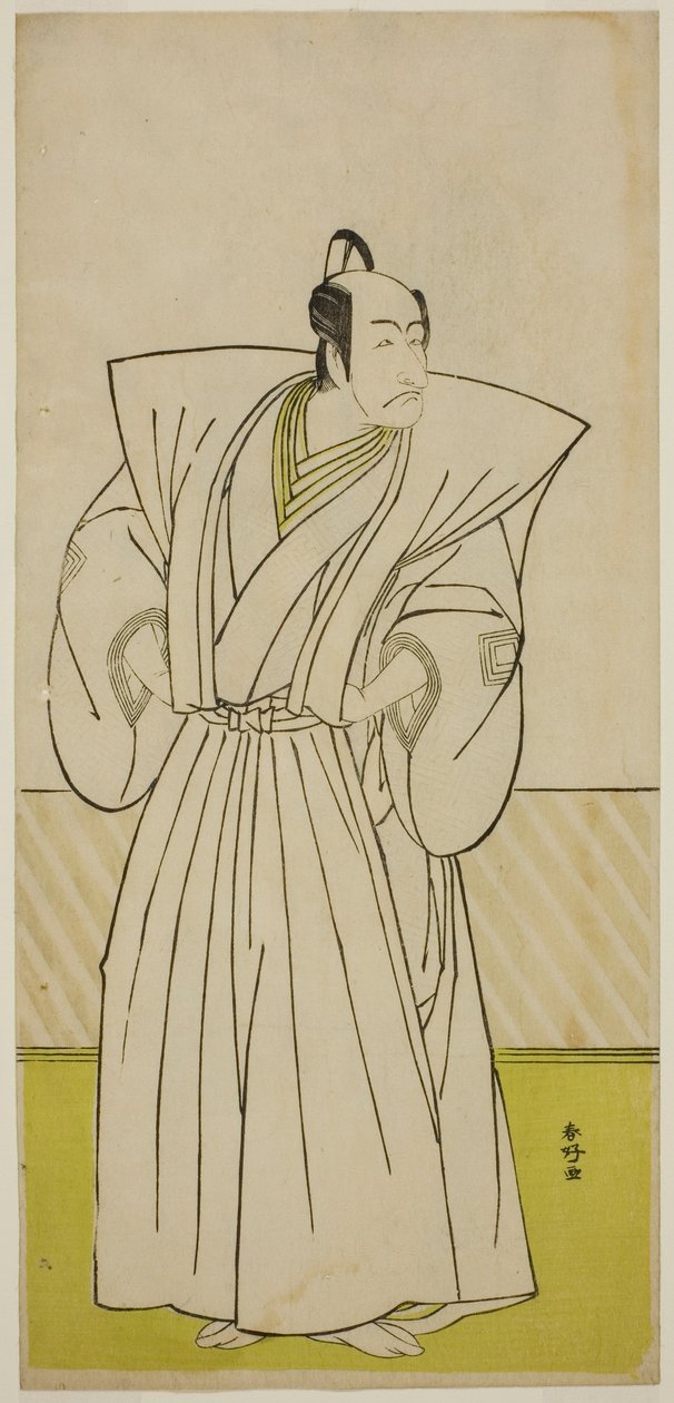 El actor Ichikawa Danjuro V como Enya Hangan () en la obra Kanadehon Chushin Nagori no Kura (), representada en el Teatro Nakamura () en el noveno mes de 1780 () de Katsukawa Shunkо̄