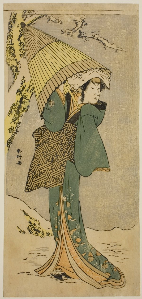 El actor Nakamura Riko I como Kiyotaki en la obra Oakinai Hiru ga Kojima, representada en el Teatro Nakamura en el undécimo mes de 1784. de Katsukawa Shunkо̄