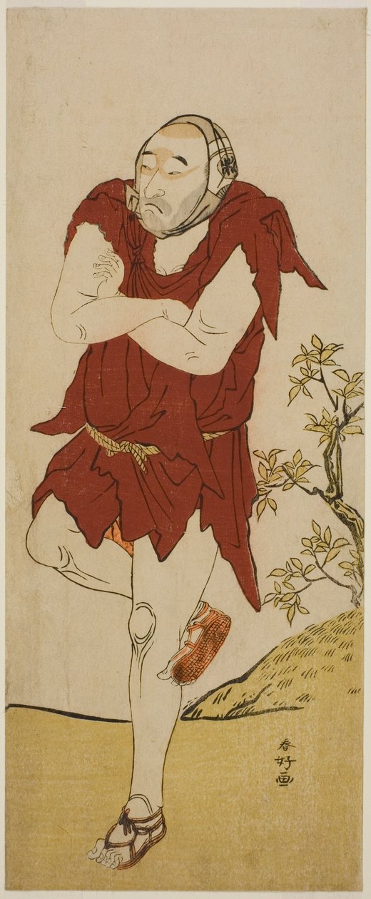 El actor Onoe Matsusuke I como monje mendicante (Gannin Bozu) en la obra Keisei Ide no Yamabuki, representada en el Teatro Nakamura en el quinto mes de 1787. de Katsukawa Shunkо̄