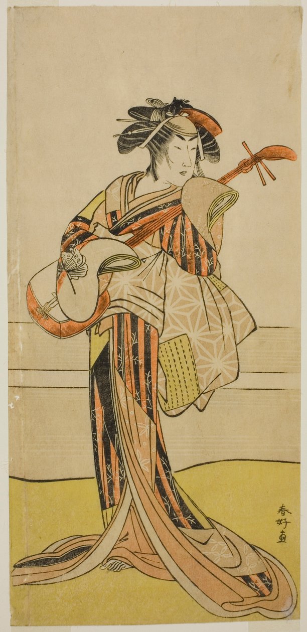 El actor Yamashita Mangiku I como Osan en la obra Kitekaeru Nishiki no Wakayaka, representada en el Teatro Nakamura en el undécimo mes de 1780. de Katsukawa Shunkо̄