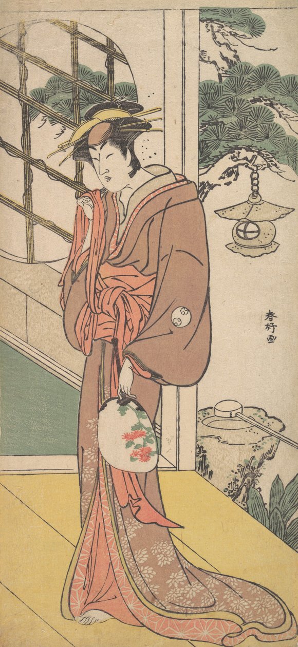 Arashi Ryuzo como una Mujer Alta de Pie en el Engawa de Katsukawa Shunko