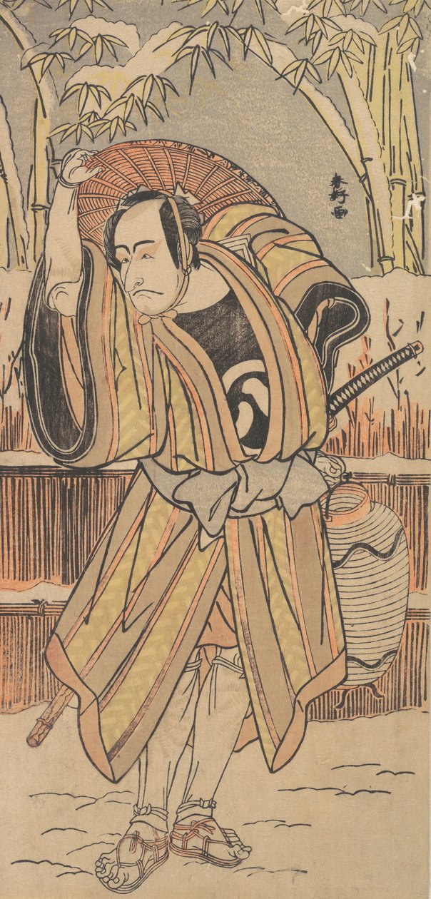 El Quinto Ichikawa Danjuro como Hombre en Ropa de Invierno de Katsukawa Shunko