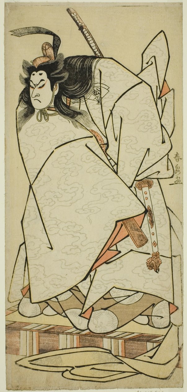 El actor Onoe Matsusuke I como Ashikaga Takauji en la obra Kumoi no Hana Yoshino no Wakamusha, representada en el Teatro Nakamura en el undécimo mes de 1786 de Katsukawa Shunsen