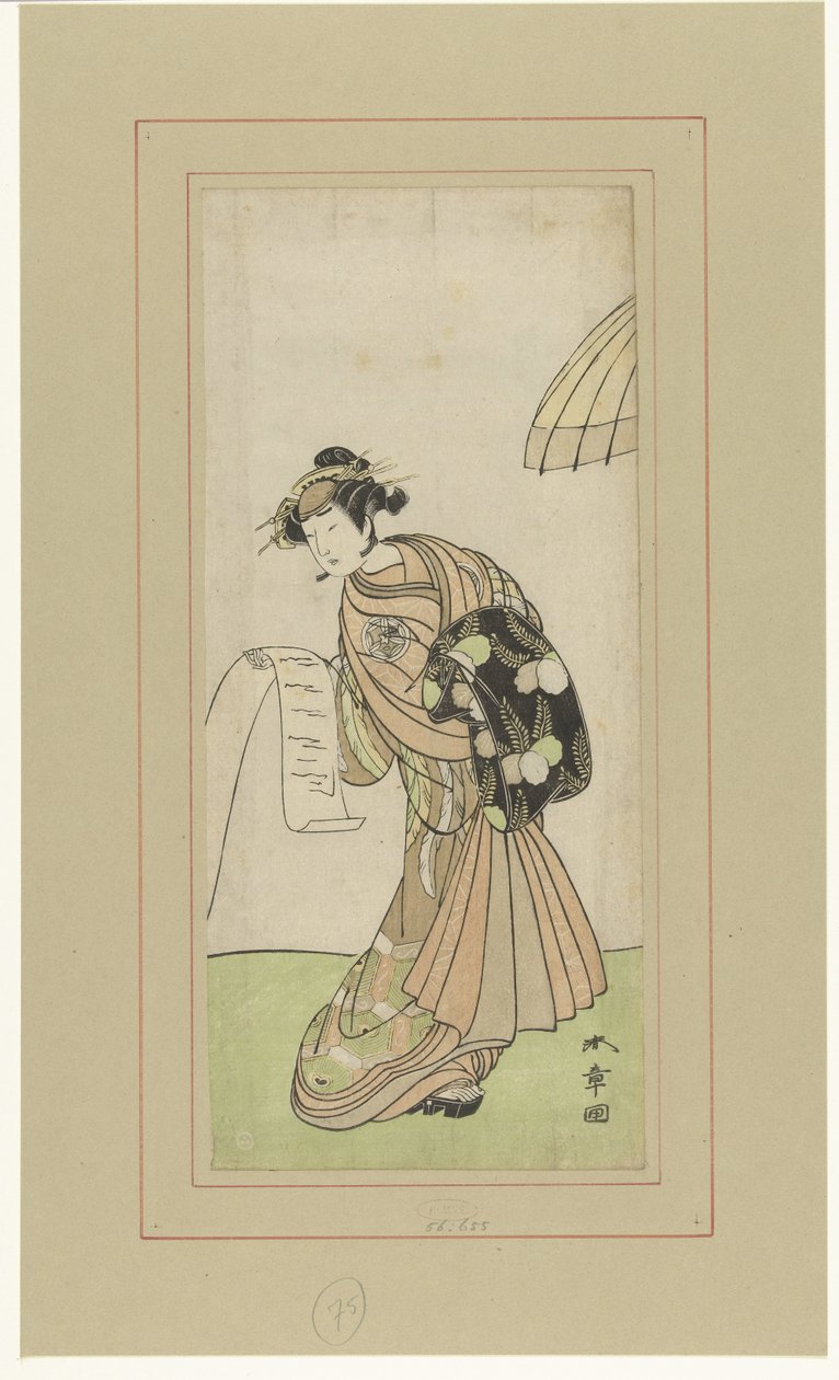 El actor Yamashita Kinsaku II en el papel de la cortesana Agemaki de Katsukawa Shunsho