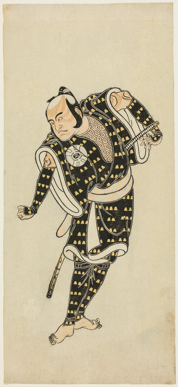El actor Bandô Matatarô IV como Gempachibyôe en "Snowflakes: Plum Blossoms Kaomise" ("Mutsu no hana ume no kaomise") de Katsukawa Shunsho