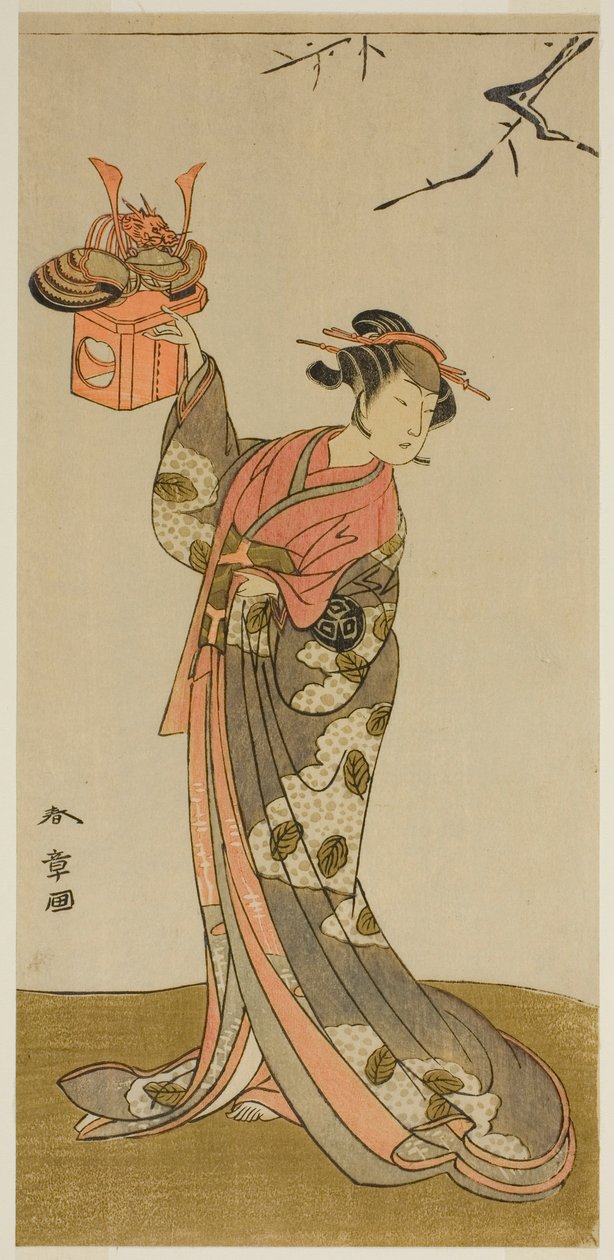 El actor Arashi Hinaji I como Hananoi en la obra Gosho-zakura Horikawa Youchi, representada en el Teatro Ichimura en el cuarto mes de 1773 de Katsukawa Shunsho
