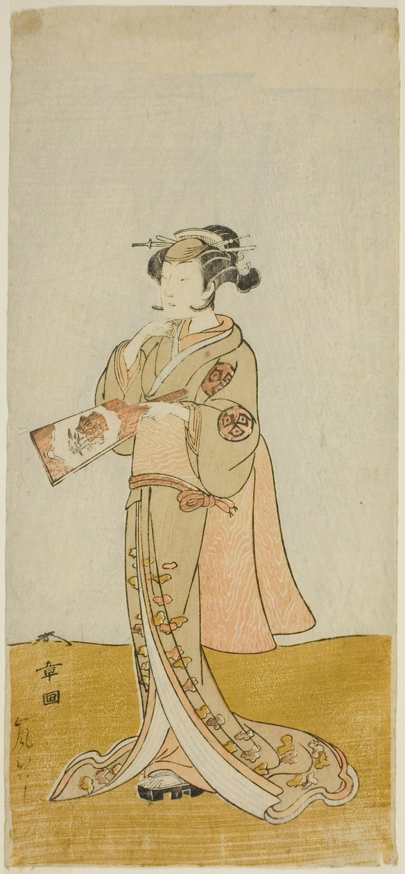 El actor Arashi Hinaji en un papel femenino no identificado de Katsukawa Shunsho