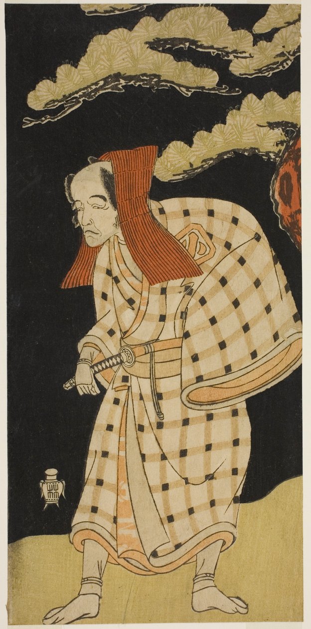 El Actor Arashi Otohachi I como Numataro Kyusei Disfrazado de Ladrón Ipponzaemon en la Obra Otokoyama Yunzei Kurabe, Representada en el Teatro Ichimura en el Undécimo Mes, 1768 de Katsukawa Shunsho