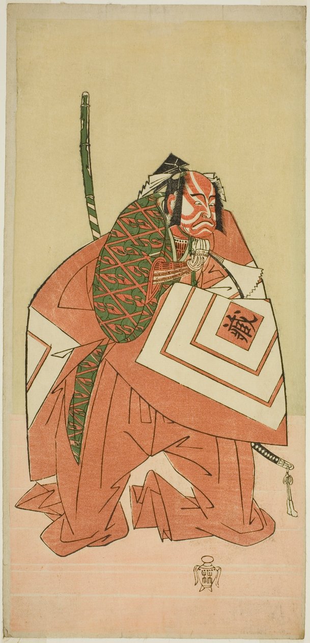 El actor Ichikawa Danzo III como Sanada no Yoichi (?) en la obra Sanada no Yoichi Banjaku no Iezuto (?), representada en el Teatro Morita (?) en el undécimo mes de 1767 (?) de Katsukawa Shunsho