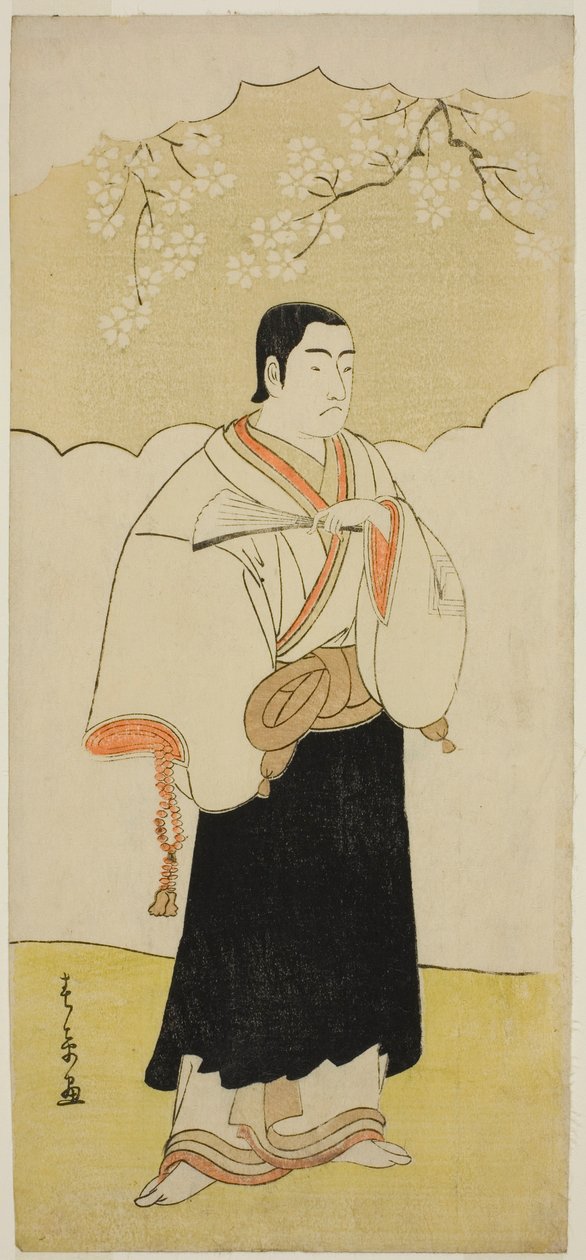 El actor Ichikawa Monnosuke II como el monje Renseibo en la obra Hatsumombi Kuruwa Soga, presentada en el Teatro Nakamura en el tercer mes de 1780 de Katsukawa Shunsho