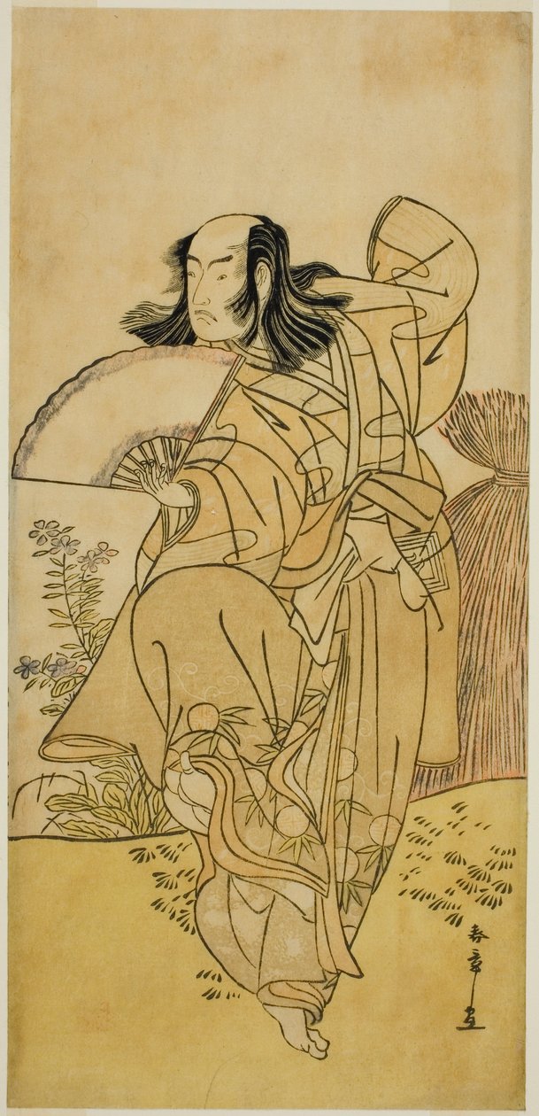 El actor Ichikawa Yaozo III como Kusunoki Uraminosuke disfrazado de zorro macho de Tsukamoto (?), en la obra Kumoi no Hana Yoshino no Wakamusha (?), representada en el Teatro Nakamura (?) en el undécimo mes, 1786 (?) de Katsukawa Shunsho