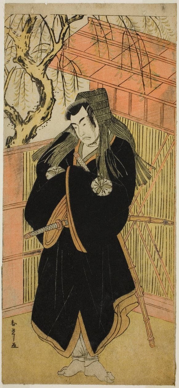 El actor Matsumoto Koshiro IV como Matsuo-maru (?) en la obra Sugawara Denju Tenarai Kagami (?), representada en el Teatro Nakamura (?) en el cuarto mes, 1779 (?) de Katsukawa Shunsho