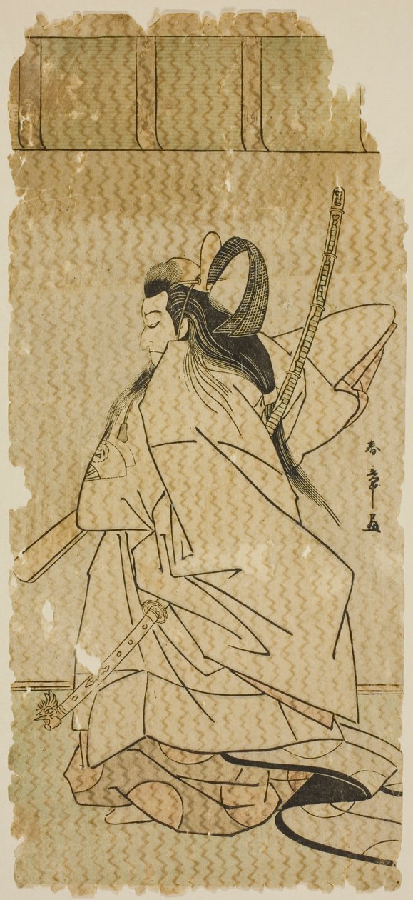 El Actor Onoe Matsusuke I como el Príncipe Takanori en la obra "Kaeribana Eiyu Taiheiki," interpretada en el Teatro Nakamura en el undécimo mes, 1779 de Katsukawa Shunsho