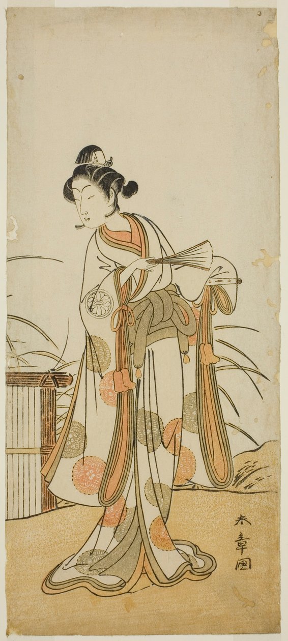 El Actor Segawa Kikunojo III como Aigo no Waka en la Obra Chigo Sakura Jusan Kane, Representada en el Teatro Ichimura en el Mes Once, 1774 de Katsukawa Shunsho