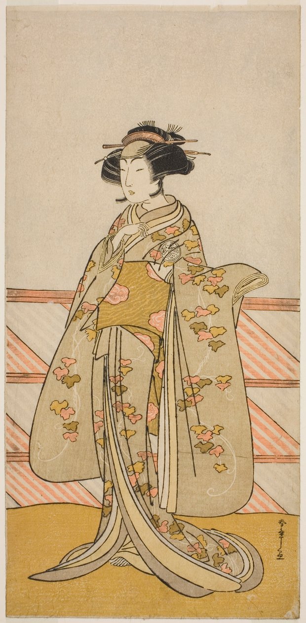 El Actor Yoshizawa Iroha I como Tamamo no Mae (?) en la Obra Sakuya Kono Hana no Kaomise (?), Representada en el Teatro Nakamura (?) en el Mes Once, 1776 (?) de Katsukawa Shunsho