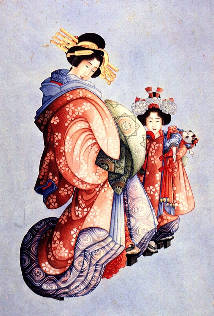 Oiran y Kamuro de Katsushika Hokusai