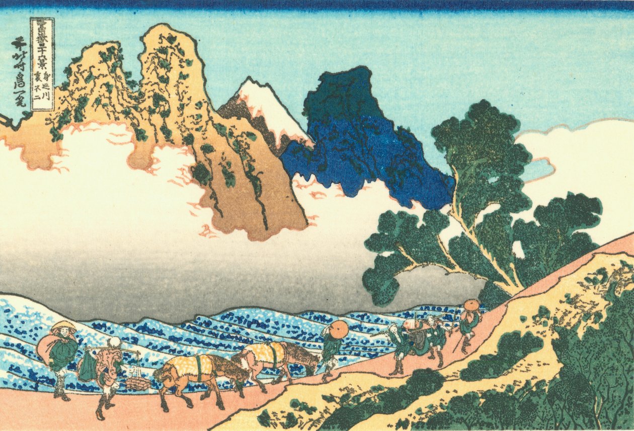 La parte trasera del Fuji desde el río Minobu de Katsushika Hokusai