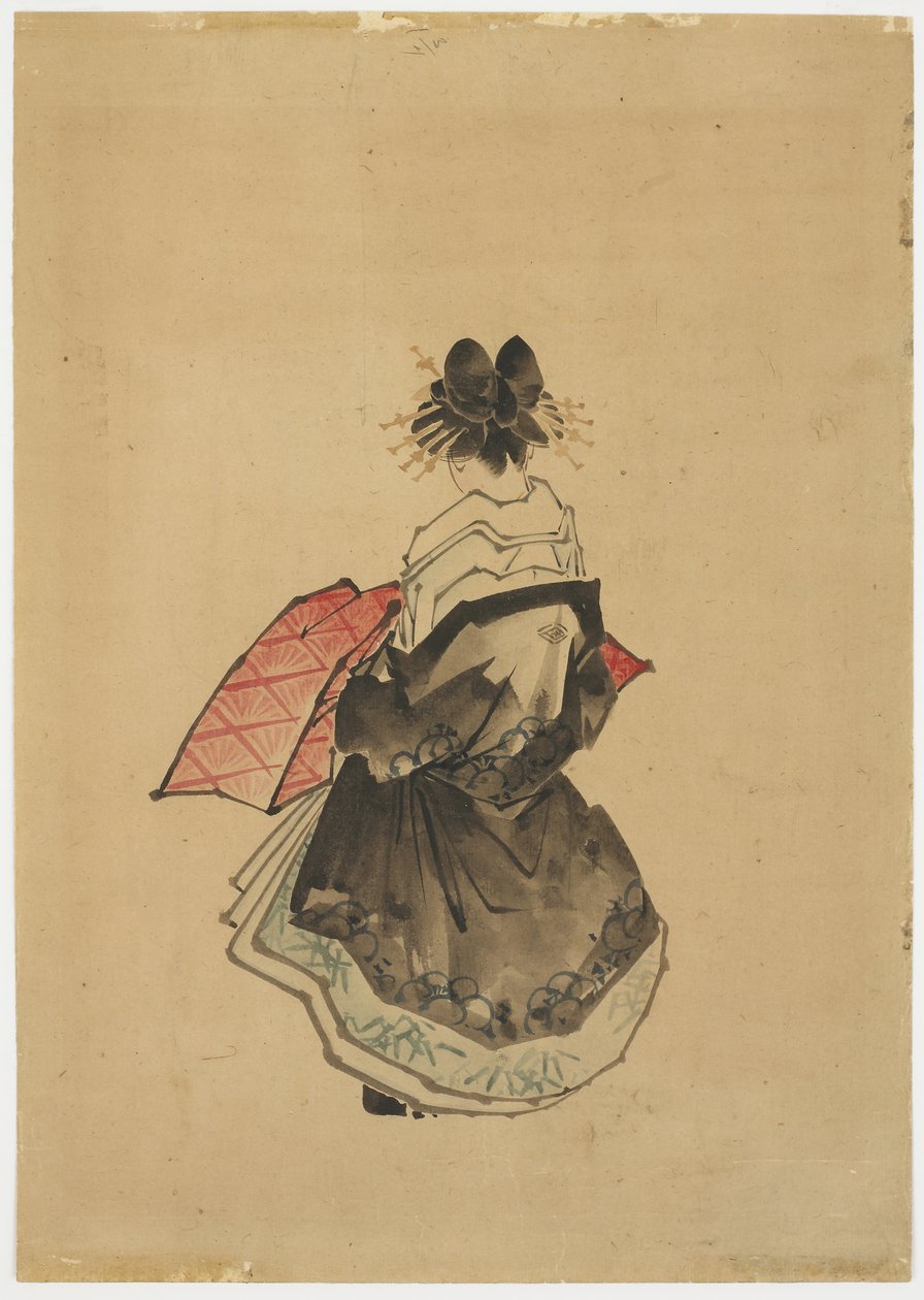 Belleza elegante (Una Oiran), c.1850 de Katsushika (school of) Hokusai