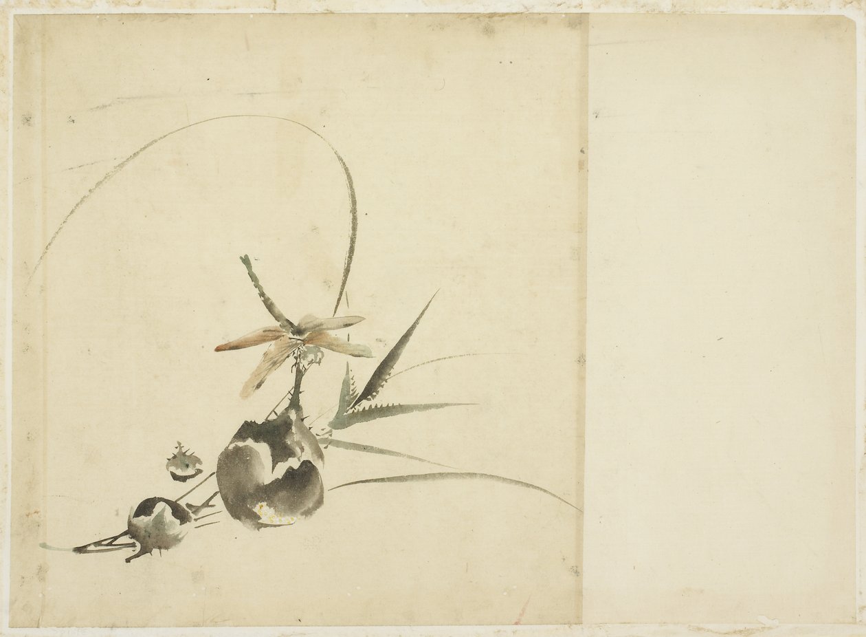 Rama de fruta con libélula de Katsushika (school of) Hokusai