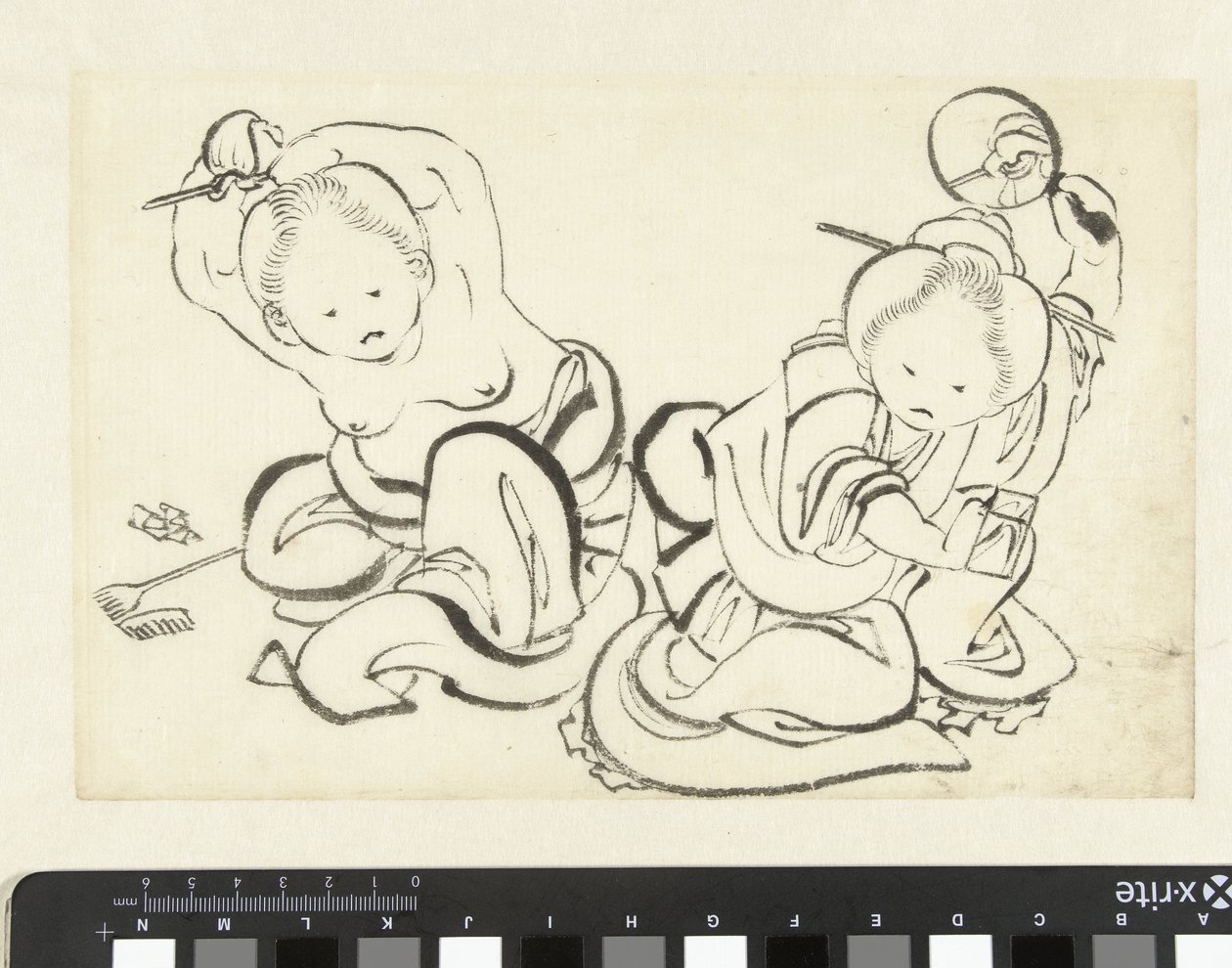 Dos mujeres cortándose el pelo de attributed to Katsushika Hokusai