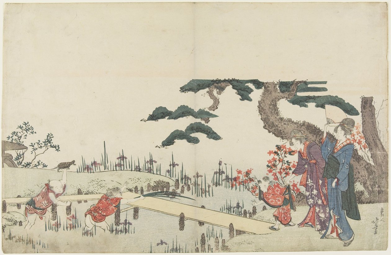 (Jardín de lirios), 1800-1808 de Katsushika Hokusai