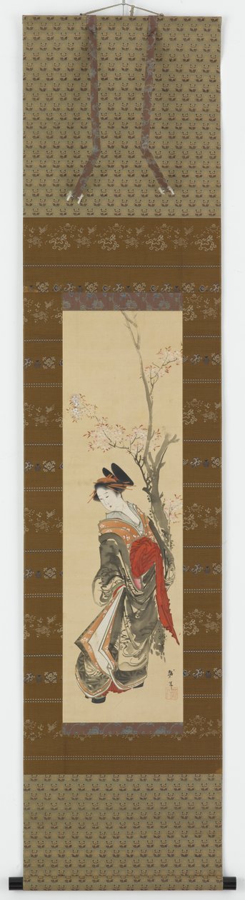 Una cortesana bajo un cerezo, finales del siglo XVIII-principios del XIX de Katsushika Hokusai
