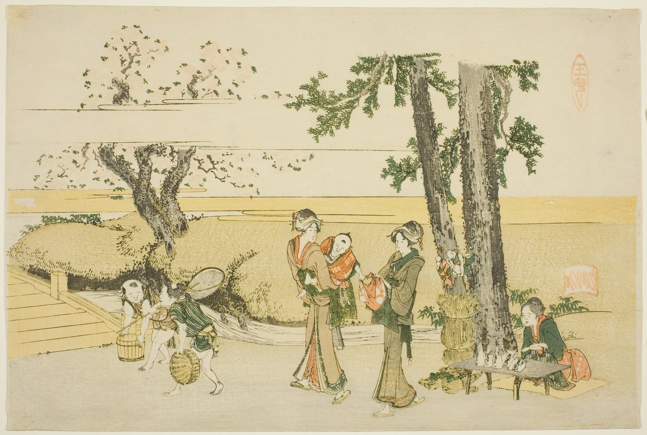 Una escena en el camino (Oji) de Katsushika Hokusai