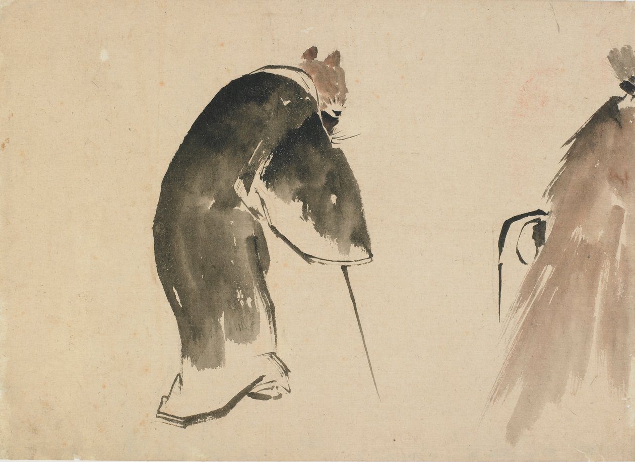 Un ratón viejo vestido con una túnica negra, finales del siglo XVIII-principios del siglo XIX de Katsushika Hokusai