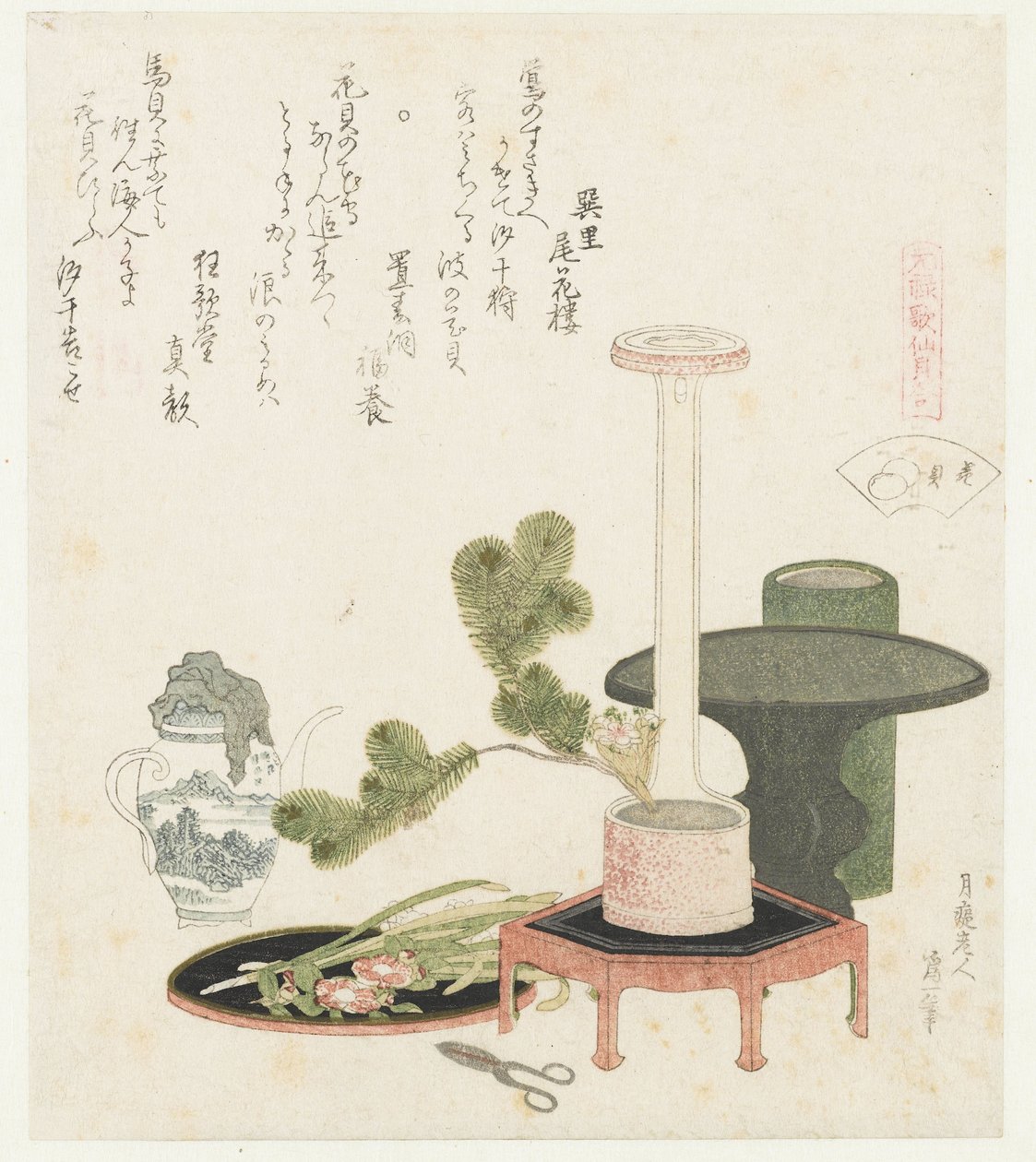 concha de flor Hanagai (título sobre objeto) Una comparación de poemas y conchas de Genroku (título de la serie) Genroku kasen kaiawase (título de la serie sobre el objeto) de Katsushika Hokusai