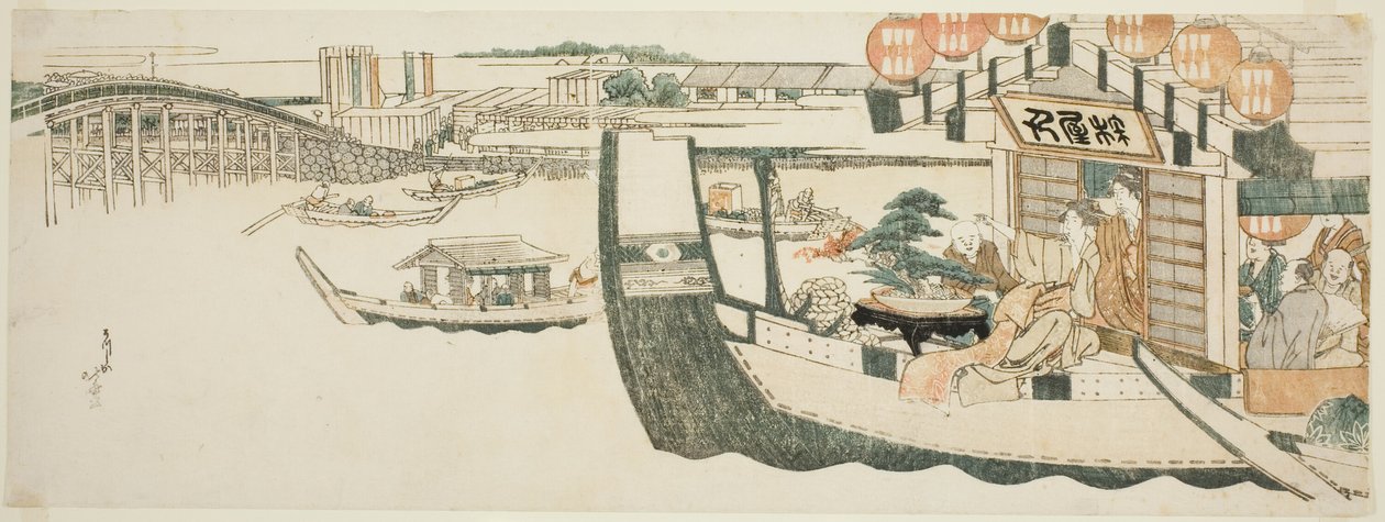 Fiestas en Barco en el Río Sumida de Katsushika Hokusai