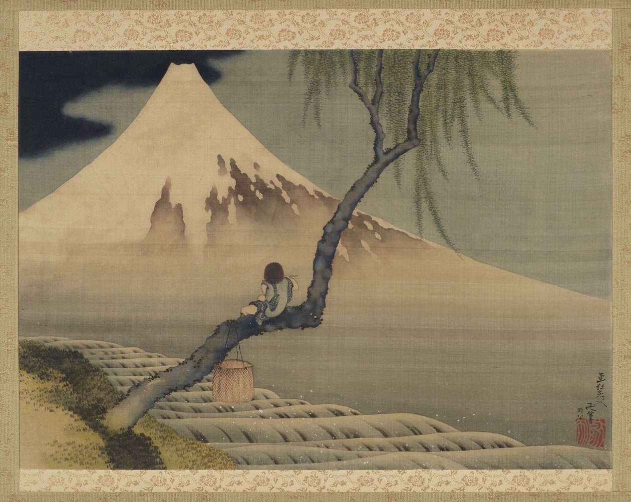 Niño viendo el Monte Fuji, 1839 de Katsushika Hokusai