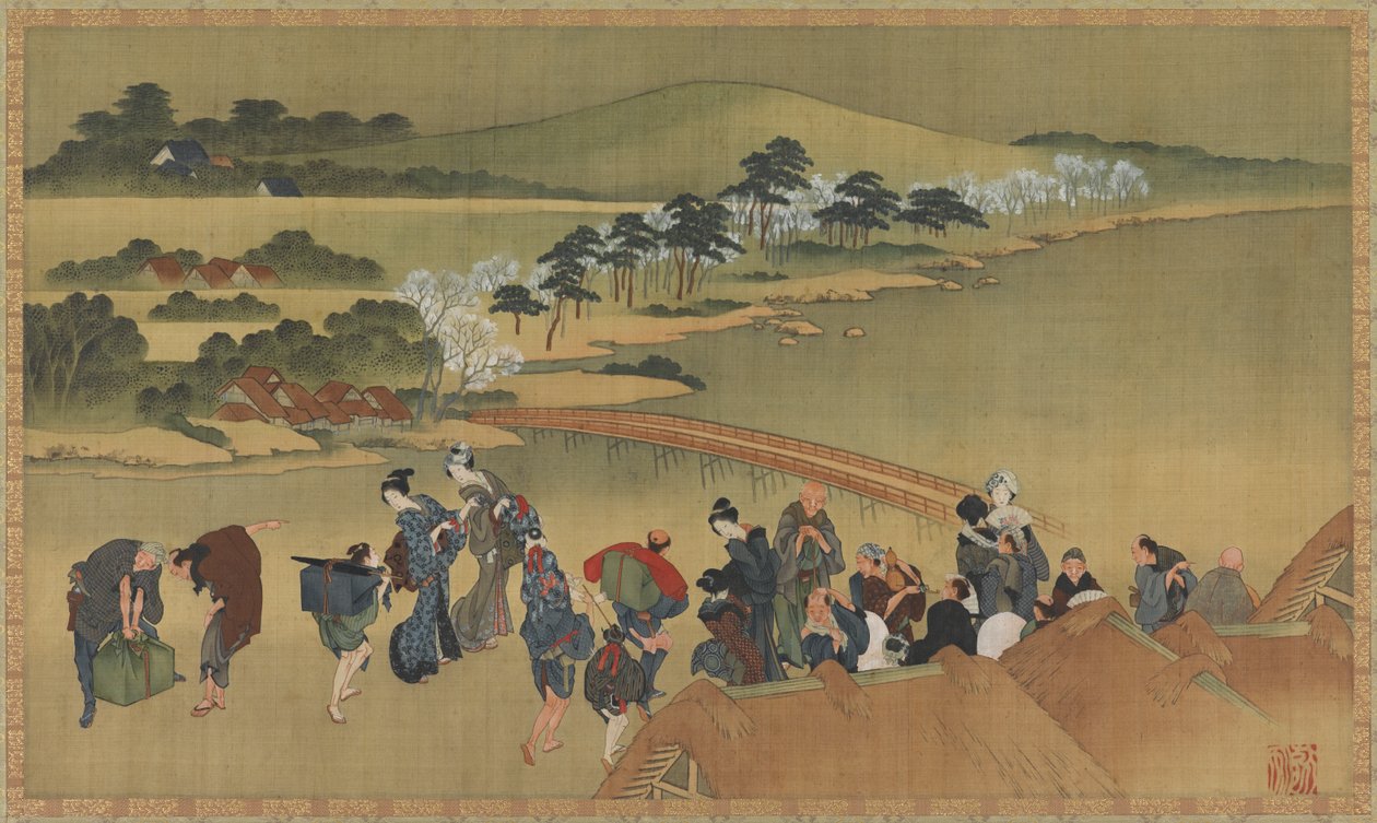 Observación de los cerezos en flor de Katsushika Hokusai