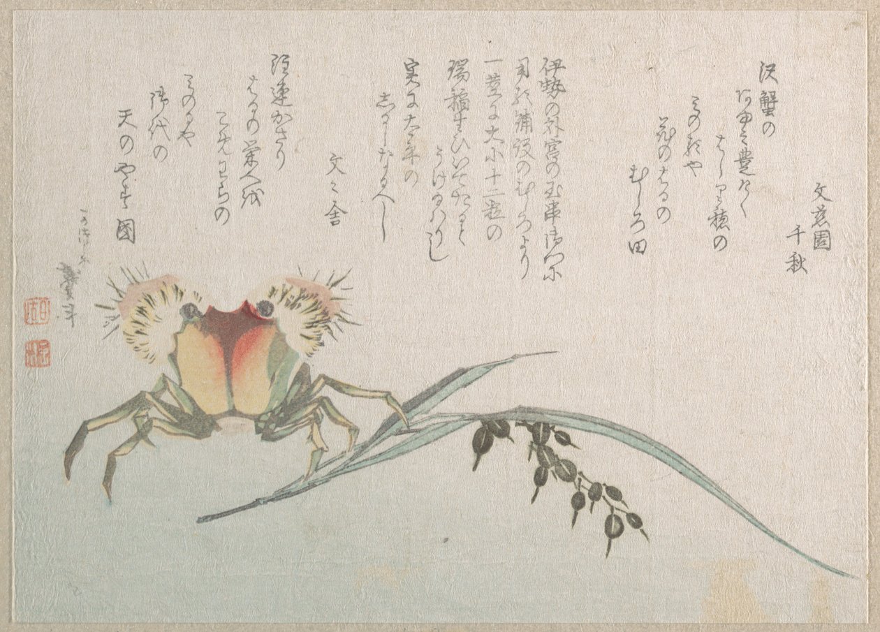Planta de cangrejo y arroz de Katsushika Hokusai