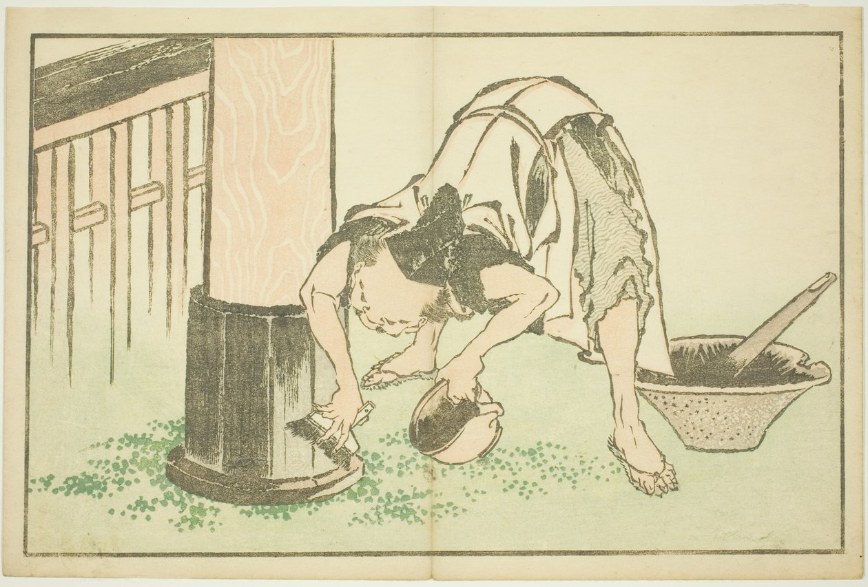 Artesano trabajando en el templo, del Libro de Pinturas Realistas de Hokusai de Katsushika Hokusai