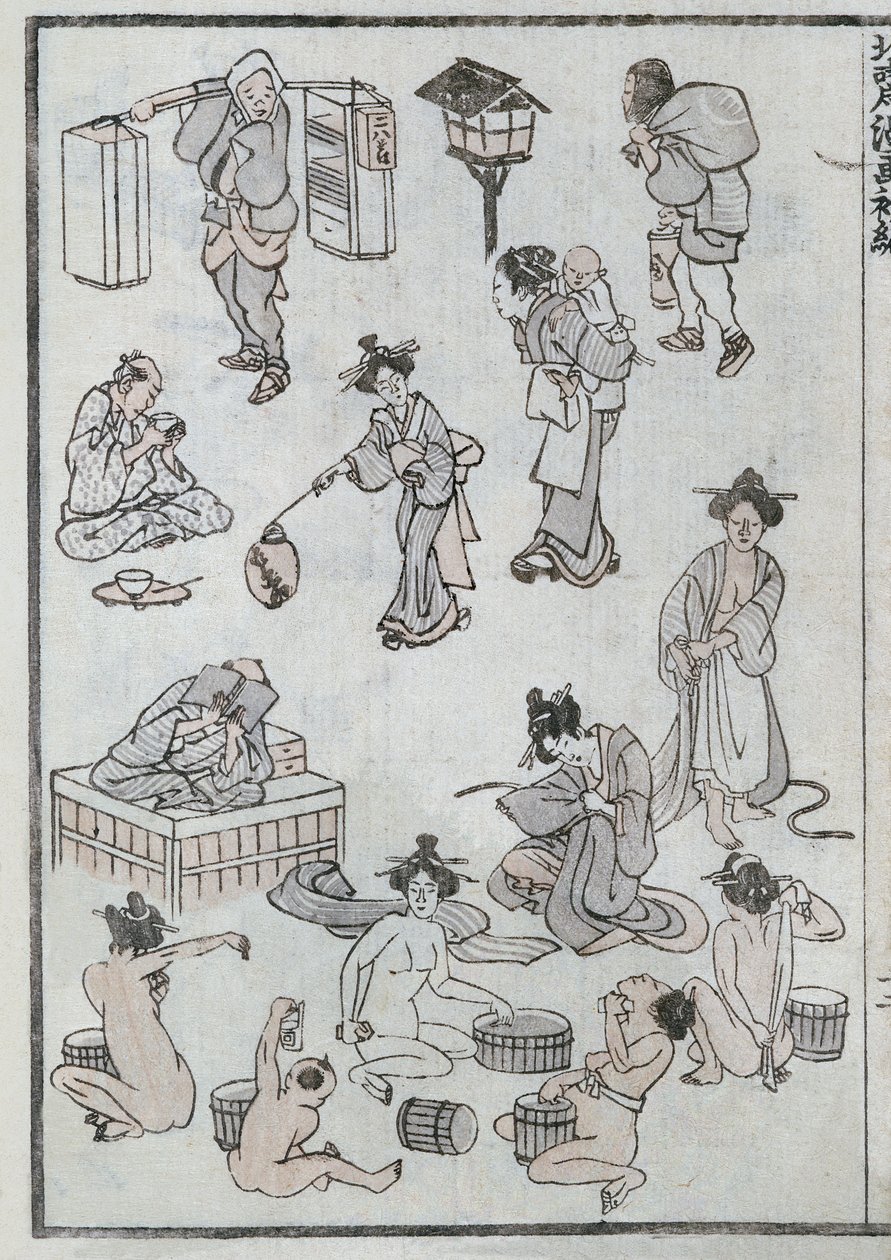 Gestos de la vida diaria, de un Manga de Katsushika Hokusai