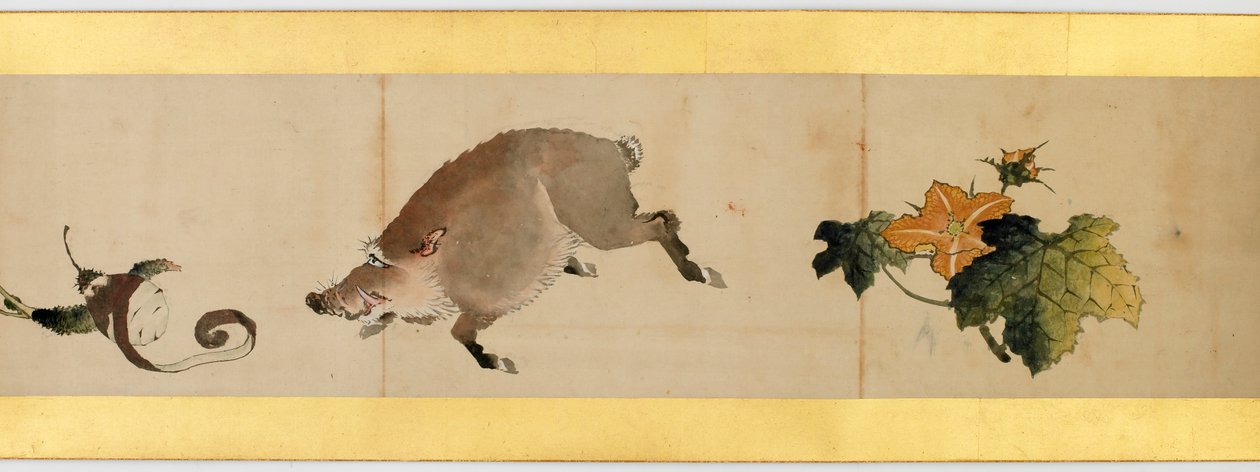 Detalle de Pergamino con Imágenes Misceláneas, Periodo Edo, 1839 de Katsushika Hokusai
