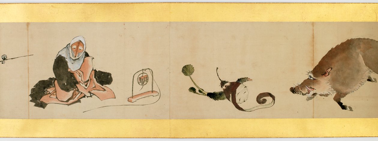 Detalle de Pergamino con Imágenes Misceláneas, Periodo Edo, 1839 de Katsushika Hokusai