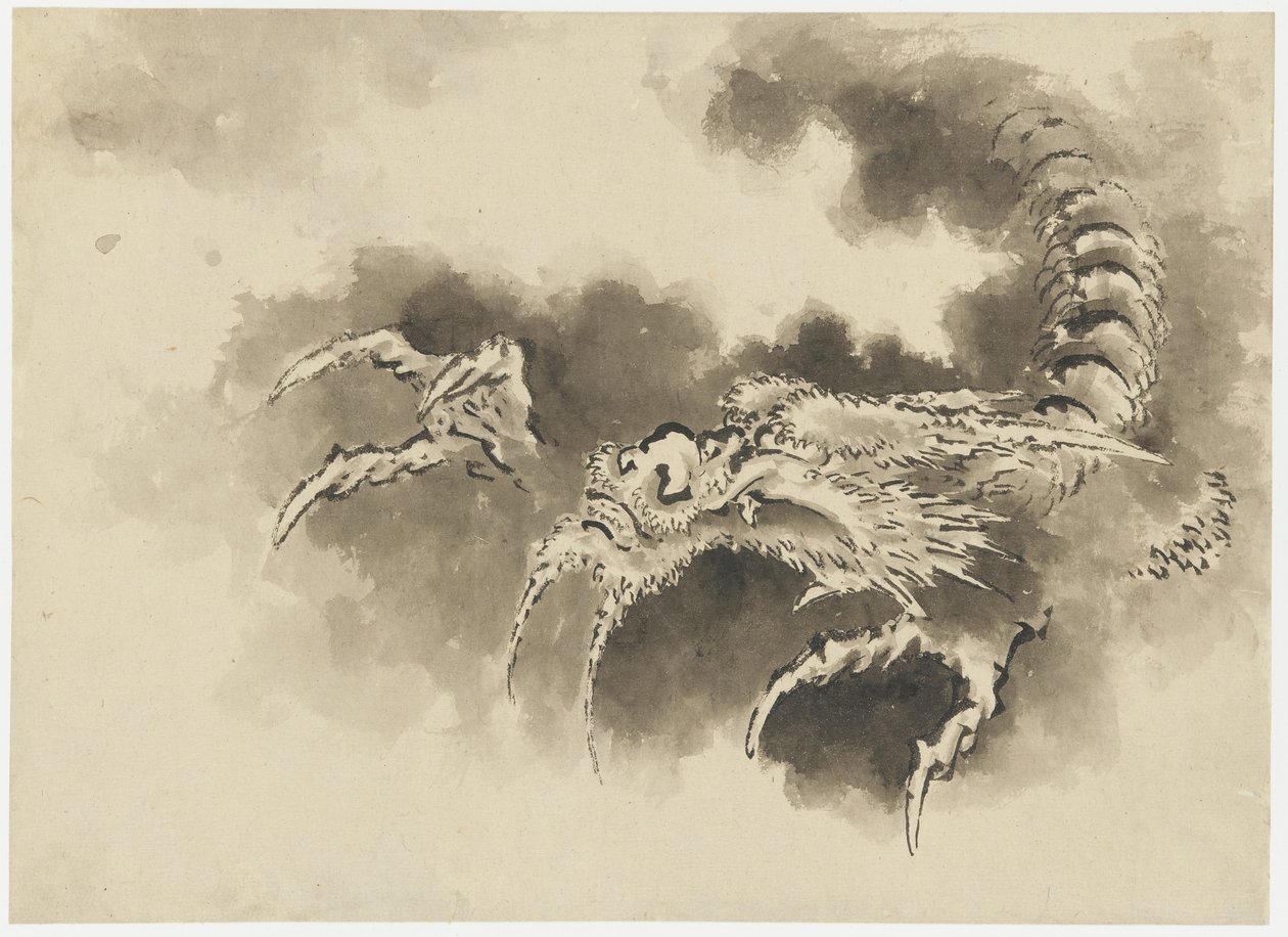 Dragón emergiendo de las nubes, período Edo de Katsushika Hokusai
