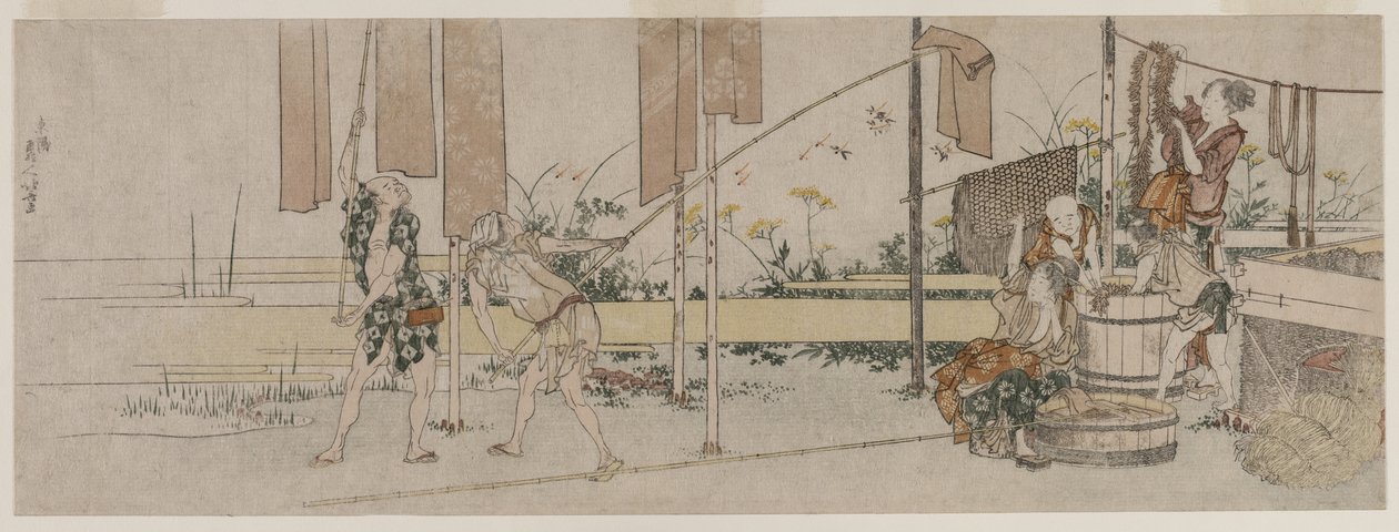 Tintoreros trabajando, c. 1800 de Katsushika Hokusai