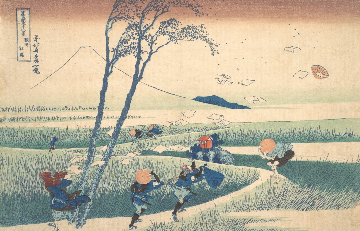 Ejiri en la provincia de Suruga Sunshu Ejiri, de la serie Treinta y seis vistas del Monte..., ca. 1830-32 de Katsushika Hokusai