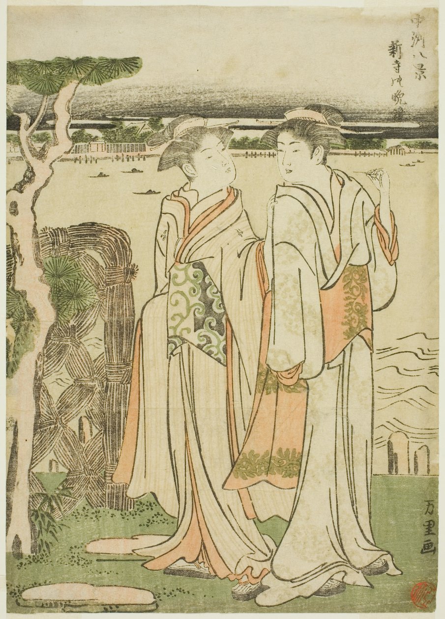 Campana vespertina en el templo Mii de Katsushika Hokusai