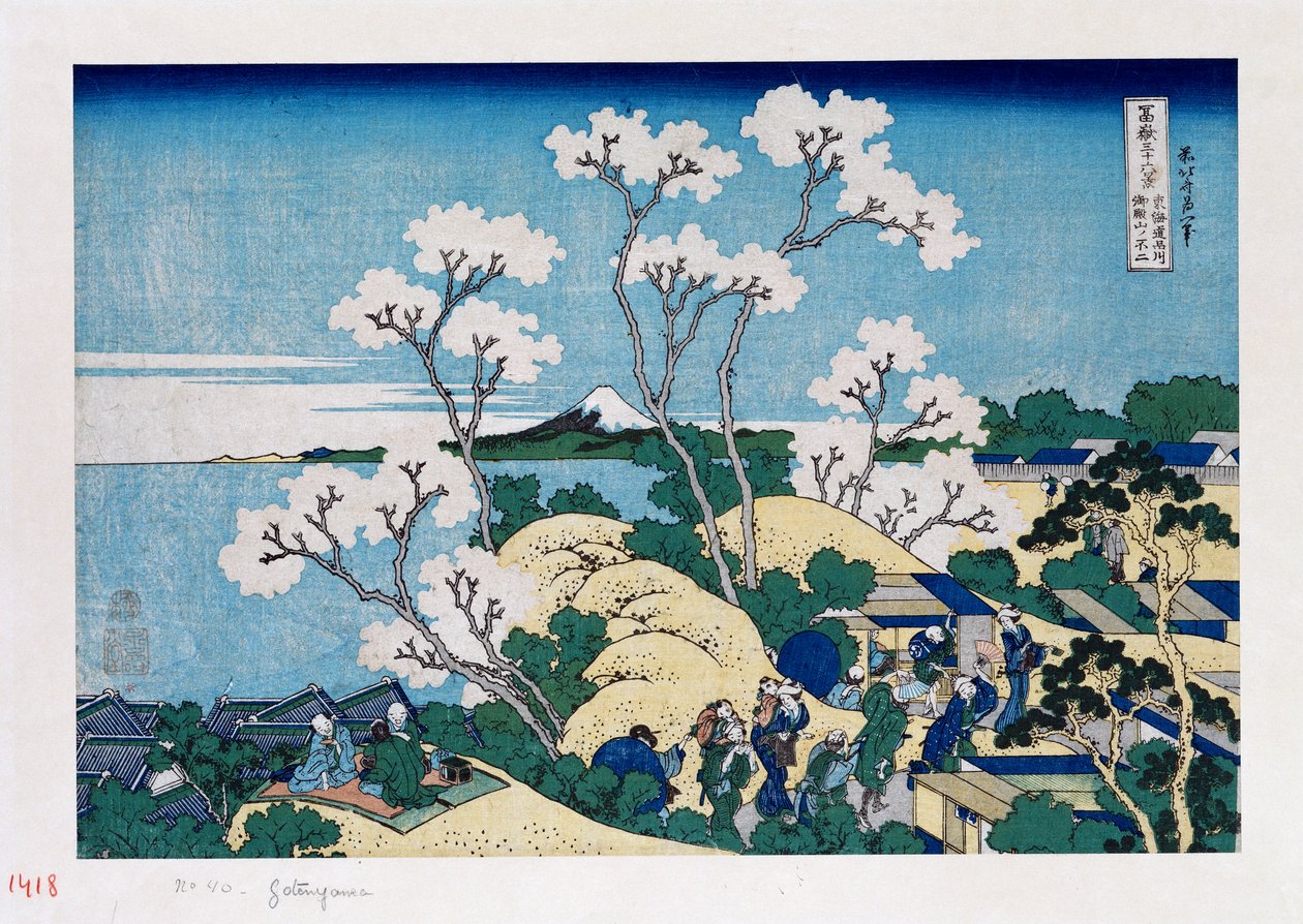 Fuji desde Gotenyama en Shinagawa en el Tokaido, de la serie Las Treinta y Seis Vistas del Monte Fuji de Katsushika Hokusai